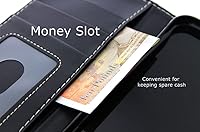 Vista 7 de Funda para Motorola Moto G9 Power, funda, cartera, folio, gel de cuero con corte de audio, acceso a puertos, ranuras para tarjetas y dinero, sección