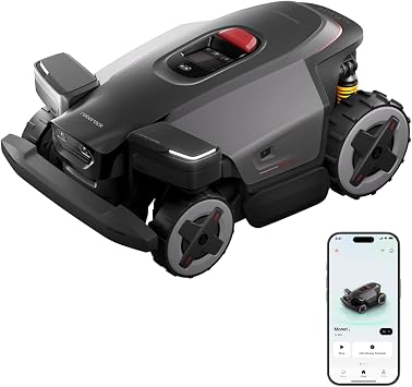 roborock RockMow X115H Robot Lawn Mower, Wire-Free 4WD Robot Lawn Mower with Full-Band RTK + Quad-Vision Navigation, Auto Mapping, Multi-Sensor AI Obstacle Avoidance, 80% Slope, Covers Up to 0.37 Acre