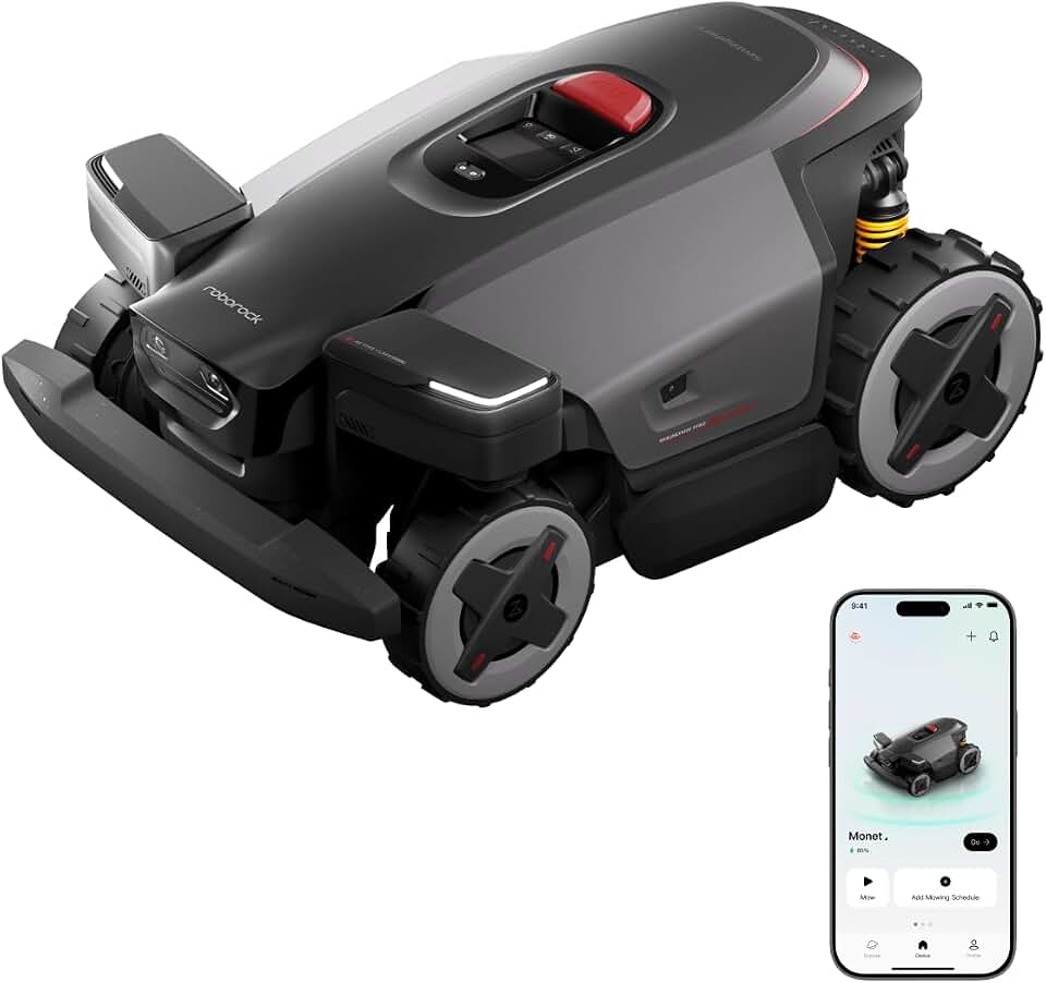 roborock RockMow X115H Robot Lawn Mower, Wire-Free 4WD Robot Lawn Mower with Full-Band RTK + Quad-Vision Navigation, Auto Mapping, Multi-Sensor AI Obstacle Avoidance, 80% Slope, Covers Up to 0.37 Acre