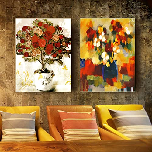 Affiches et Gravures Mur Art Fleur Rose | Toile Abstraite 60x90cm