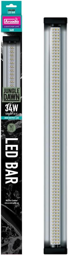 Arcadia Jungle Dawn LED Bar 570mm (22.5") 34W Full Spectrum Reptile Light | 6200K Natural Sunlight | CRI 85 | Linkable | Dimmable | Terrarium & Vivarium Lighting for Reptiles & Plant Growth