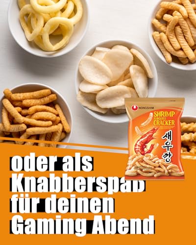 Nong Shim Shrimp Cracker – Knusprige Krabbencracker - koreanische Knabberei für jeden Tag – 1 x 75g
