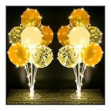 2 Set Table Balloon Stand Kit Gold with String Light Table Centerpiece Balloon for Birthday Baby...