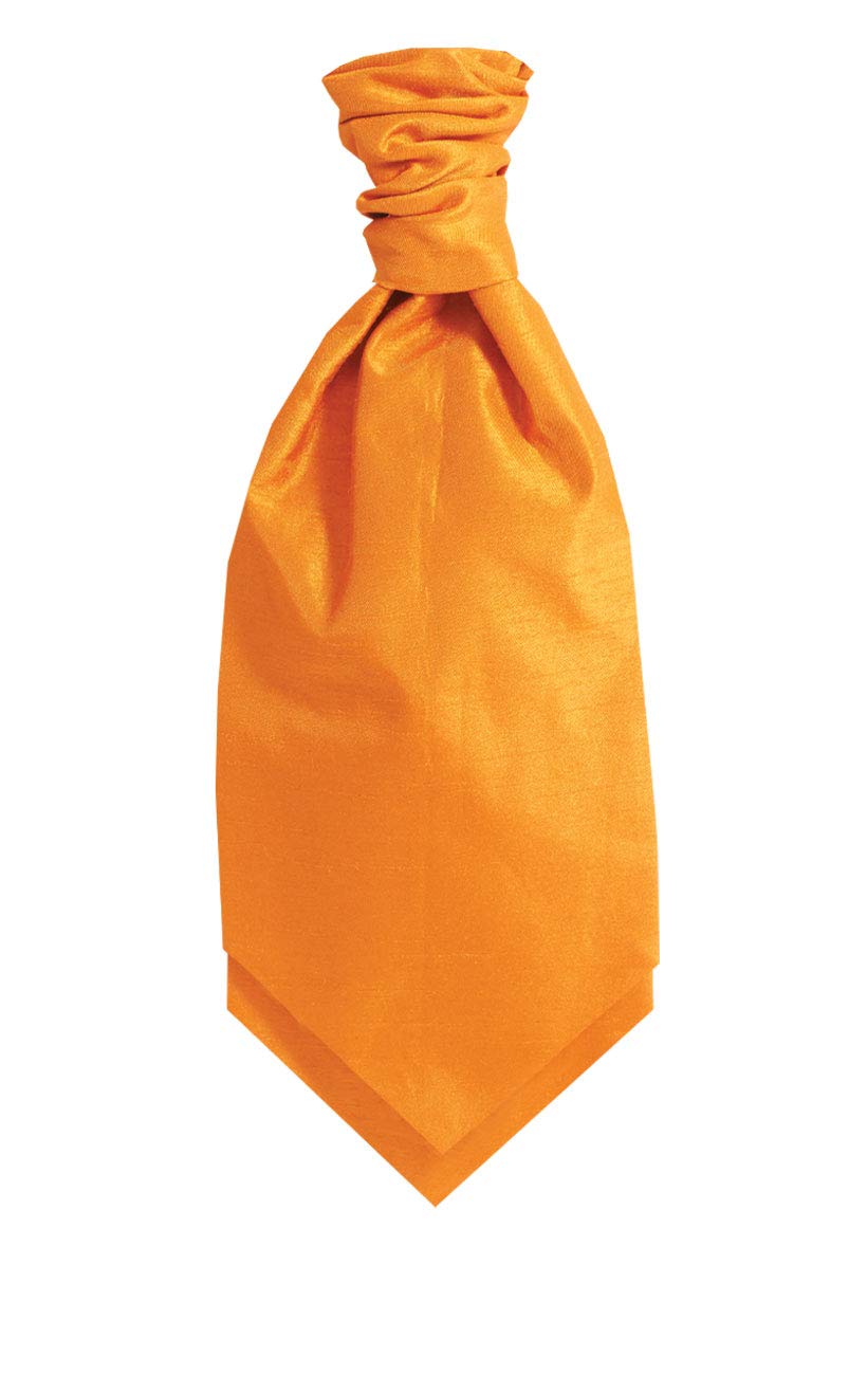 Dobell Mens Orange Cravat Dupion Satin-Feel Pre-Tied