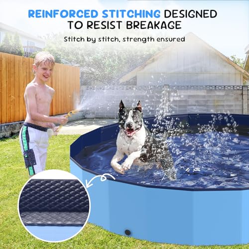 Bilibara 107'' Foldable Dog Pool, Kiddie Pool, Heavy Duty Non-Slip Plastic Pet Wading Pool for Large Dogs, Indoor and Outdoor Kids Pet Dog Bathtub - image 4
