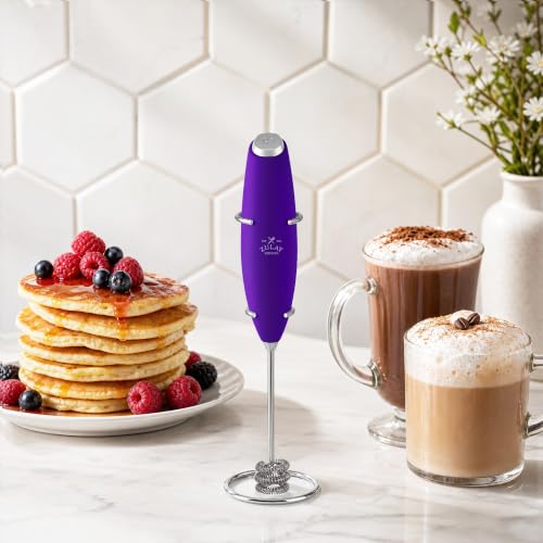 Image of Zulay Kitchen Powerful Milk Frother Wand With Duracell Batteries - Ultra Fast Handheld Drink Mixer - Electric Whisk Foam Maker for Coffee, Lattes, Cappuccino & Matcha - Triple Whisk - Black