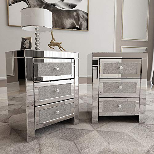 Mecor Mirrored End Table 3 Drawers Mirro Buy Online In Belize At Desertcart