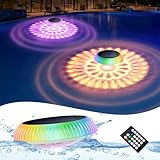 LUMLLSAJI Floating Pool Lights Solar Powered, 6.5 Inch Floating Lights with Remote 12 RGB Dynamic Lighting, 3000mah Solar Pool Lights IP68 Waterproof Floating Light for Pools, Party, Decor