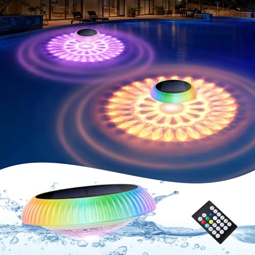 LUMLLSAJI Floating Pool Lights Solar Powered, 6.5 Inch Floating Lights