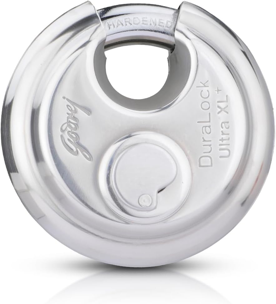 Godrej Stainless Steel Disc Padlock Silver, Keypad