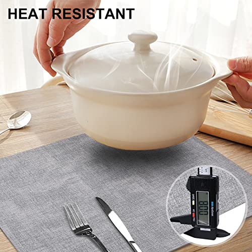 Homing Faux Leather Heat Resistant Placemats Set Of 6 – Waterproof Wipeable Dining Pu Place Mats For Indoor & Outdoor, Easy To Clean - Light Grey #TOP1