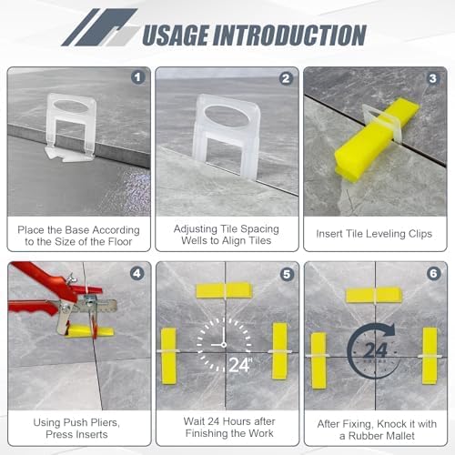 Miniatura 6 de Storystore Sistema de nivelación de azulejos, espaciadores niveladores de azulejos, 200 clips espaciadores de nivelación de piezas, espaciadores de