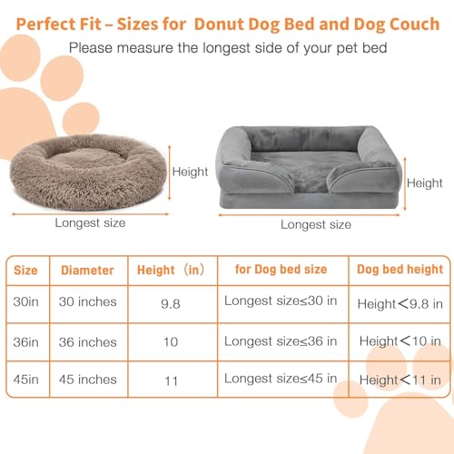 Image of Dog Bed Covers Replacement Washable Waterproof Round Bed Protector for Donut Bed & Dog Couch, Gray 45 Inch