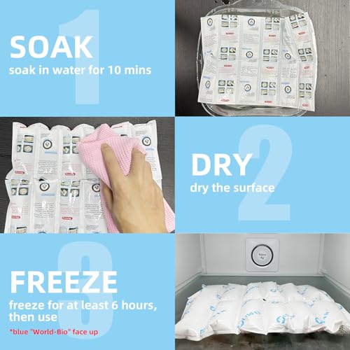 Image of WORLD-BIO Ice Packs Shipping Dry Ice for Shipping Frozen Food, Flexible Cold Ice Pack Sheets for Coolers, Long Lasting Freezer Packs, Ice Pack Bulk, Automatic Cut, 4.7x2.2Inch, 144Packs