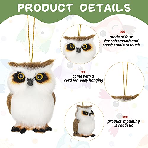 Aoriher 4 Pieces Plush Animal Christmas Ornaments Woodland Furry Animal Ornaments Faux Fur Animal Ornaments Christmas Hanging Ornament For Christmas Tree Home Wall Holiday Party Decorations  thumb #4