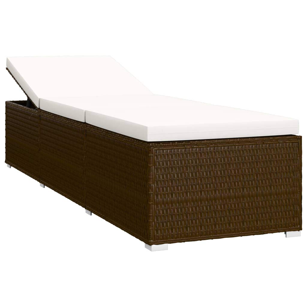 Générique Set di sedie a sdraio e tavolo da tè 3 pezzi, in resina intrecciata regolabile, con cuscino imbottito, telaio in acciaio robusto per giardino