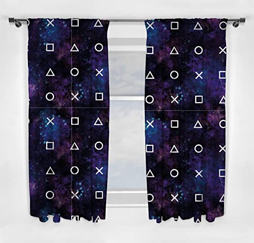 Playstation Nebula Curtains - Playstation Controller Icons Design - 66" Wide x 72" Drop, W 66" x L 72" (1 Panels) - Image 2