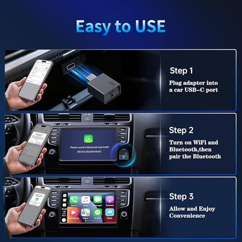 Image of Wireless CarPlay Adapter for iPhone 2026 Upgrade - Stable Connection Convert Wired to Wireless Compatible with Cars 2018+, iOS 10+ (USB-C)