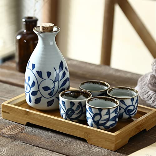 Japanse stijl wijnwerk keramische sake -pot set izakaya wijnwerk sterke spirits witte wijnglas vader's geschenken (Color : Blue, Size : 1 set) - Image 3