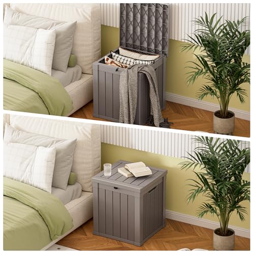 Image of NUNU LAB Outdoor Storage Box 40 Gallon,Package Delivery Box for Outside, Parcel Drop deck boxes waterproof, Lockable Lid Porch Storage Bin For Package Delivery,Patio,House, Curbside,Grey
