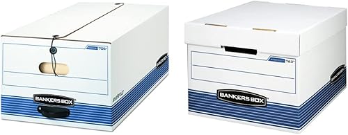 Bankers Box STORFile - Cajas de almacenamiento de servicio medio, FastFold, cuerda y botón y almacenararchivo, cajas de almacenamiento de servicio