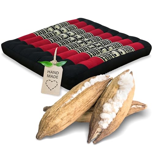 livasia Sitzkissen Stuhlauflage groß - 50x50x6cm - Bodenkissen Indoor/Outdoor, Meditationskissen Yogakissen, Stuhlauflage für Palettenmöbel, Steppkissen für Stuhl und Bank (Schwarz/Elefanten)