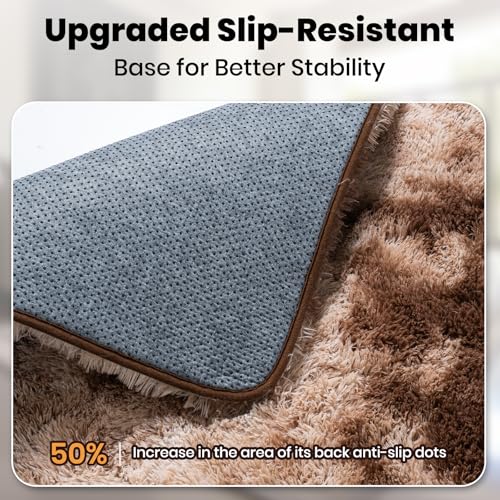 Zentavio Area Rugs for Living Room Large Rugs for Bedroom 5x8 Soft Carpet Fluffy Furry Shag Aesthetic Plush High Pile Gray Throw Rug for Nursery Kids Room Dorm Tie-Dyed Coffee