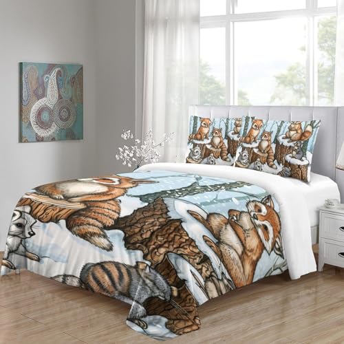 Linge de lit écureuil 3D housse de couette microfibre 140x200 - 5