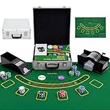 SPORTNOW Mallette de Poker Coffret de Poker Complet 500 Jetons, Boîtier en ABS, Cartes à J...