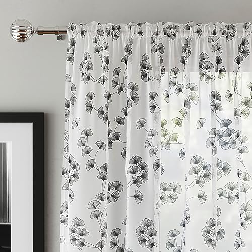 Tyrone Textiles Delila Black Floral Voile Net Curtain Panel, 55 x 90 Inch (140 x 229cm) - Image 3