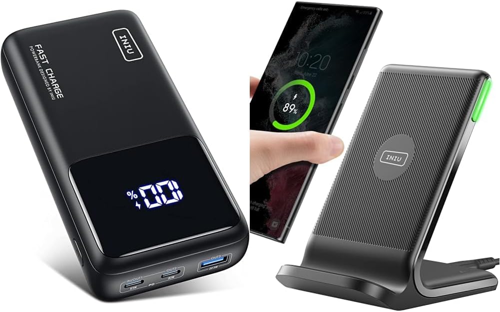 INIU Power Bank, 25000mAh 65W USB C Laptop Portable Charger & Wireless Charger, 15W Fast Qi-Certified Wireless Charging Station