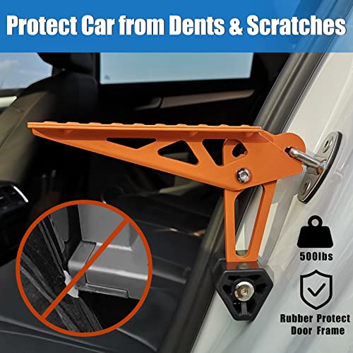 Tooenjoy Universal Fit Car Door Step, Foldable Roof Rack Door Step Up On Door Latch, Both Feet Stand Pedal Ladder, Easy Access To Rooftop For Most Car, Suv, Truck, Max Load 400 Lbs(Orange #TOP3