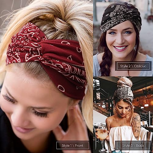 Image of DRESHOW 8 Pack Turban Headbands for Women Wide Vintage Head Wraps Knotted Cute Hair Band Accessories