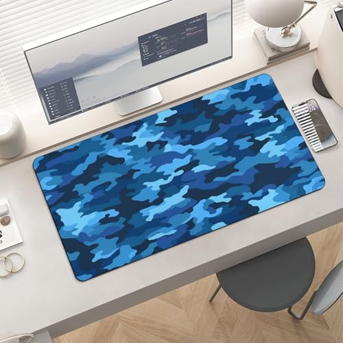 Tapete de escritorio azul camuflaje grande antideslizante miniatura 6
