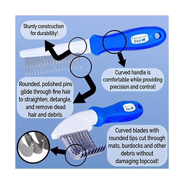 Horicon Pet 6-in-1-Premium-Hundebürsten-Set, Hundezubehör, Fellpflegebürsten – Kugelstift und Borstenbürste, gebogene Klinge, Entfilzungskamm, Zupfbürste, Enthaarungskamm und Entwirrungskamm für – Bild 6