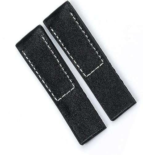 Correa de cuero real de 24mm anti sudor con base de silicona flexible para reloj de bambú