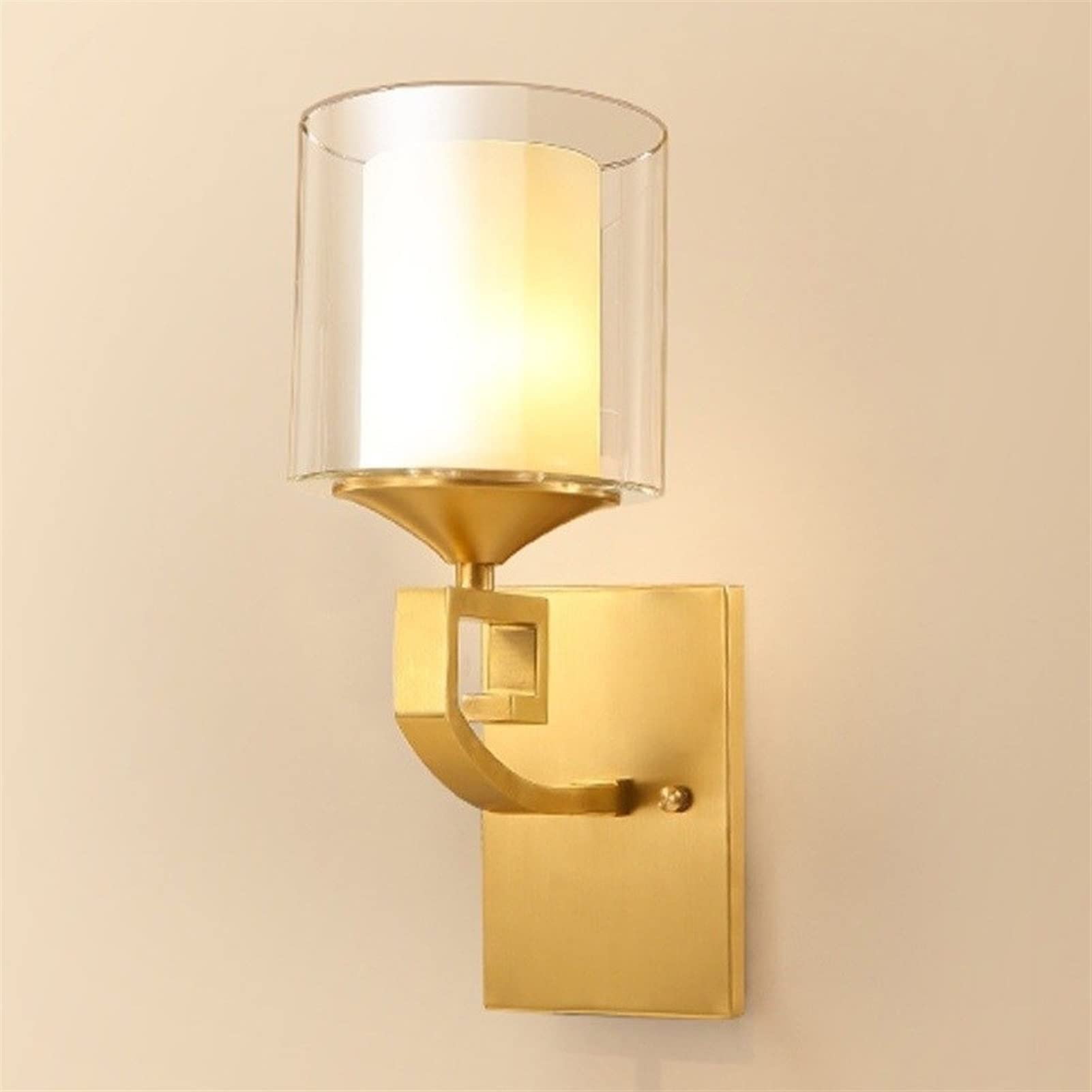 Wall Sconces, European Wall Light Glass Lampshade Wall Sconce Industrial V-intage Rustic Style Brass Body Wall Mounted Light Milky Wall Lamp Lighting Fixture Compatible with Bedroom Hallway Living Ro