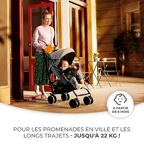Kinderkraft Poussette Canne SIESTA, Parapluie, Pliable/Compacte, Position allongée, jusqu'à 22 kg, Gris – Image 4