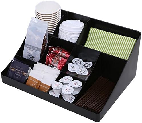 Vencer "Cuby 10 Compartment Condiment Holder,Coffee and Tea Bag Organizer,Black,VCO-001