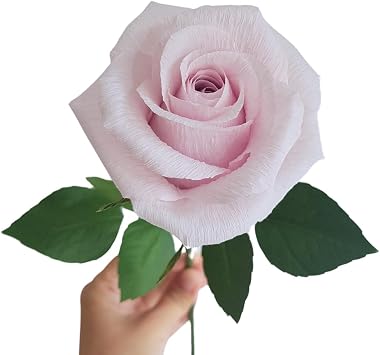 Paper Rose Gift for Her, Handmade Crepe Paper Flower for 1st Wedding Anniversary, Valentines Day Gift for Wife Girlfriend, Mothers Day, Birthday, Forever Rose That Never Wilts Light Purple