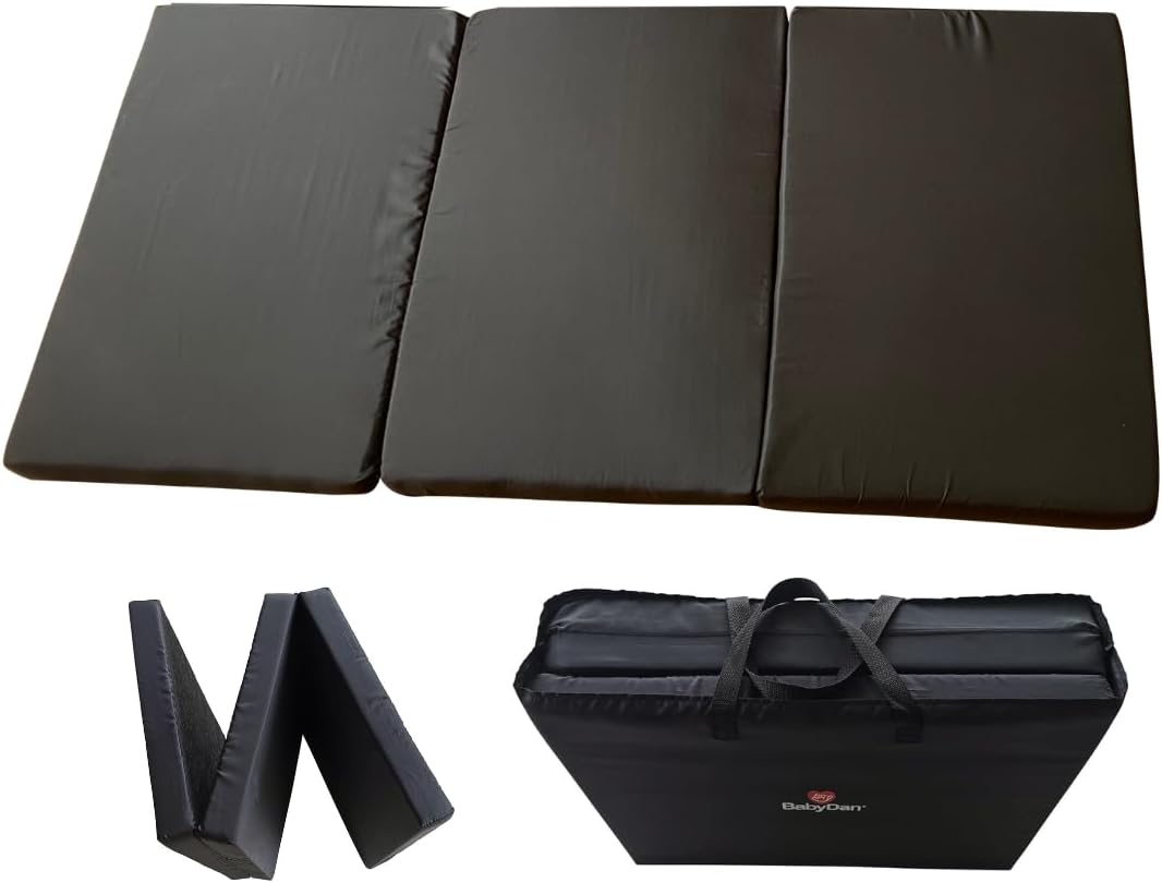 BabyDan Extra Thick Foldable Travel Cot Mattress, 60x120x4.5 cm, Black - Perfect for weekends and vacations
