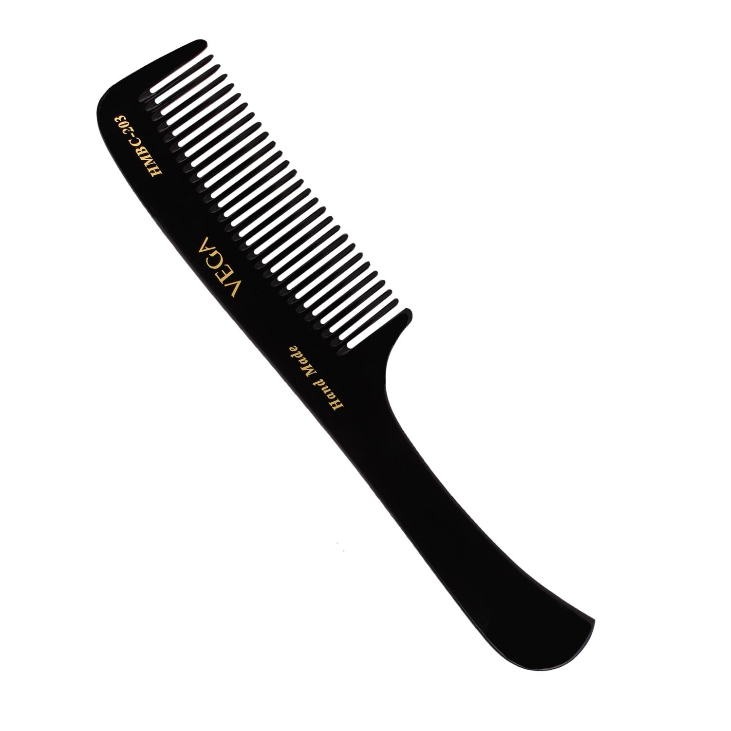 VEGA Handcrafted Grooming Comb for Professional Styling & Vega Mini Flat Brush with Wooden Colored Handle and Black Colored Brush Head