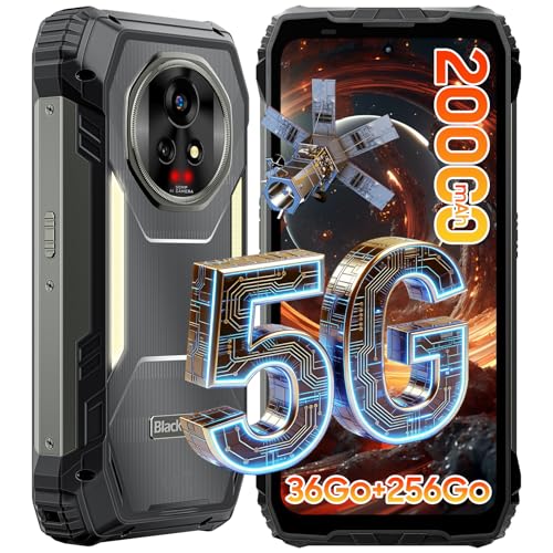 Blackview Xplore 2 Satellite 5G Téléphone Portable Incassable, 20000mAh Téléphone Incassable 36GB+256GB, 6.73