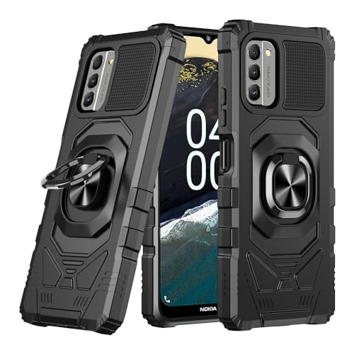 Eaglecell - for Nokia G100 Nokia C300 - Shockproof Protective Phone Case w/Ring Stand - RS7 Black