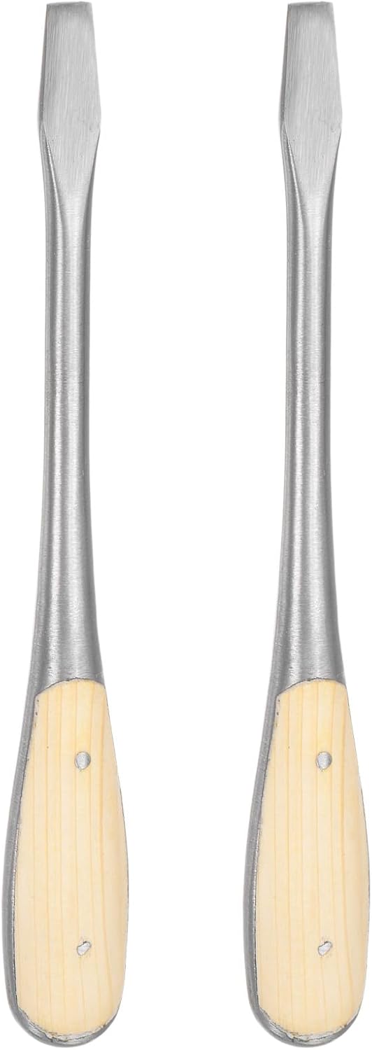 HARFINGTON 2pcs Slotted Screwdriver SL10 10" Carbon Steel Flat-Blade Screwdrivers with Wooden Handle for Fastening, Chiseling and Loosening
