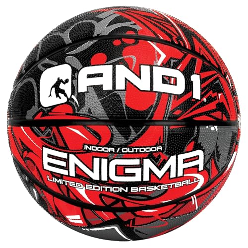 AND1 Rubber Basketball & Pump- Official Size 5 (27.5) Streetball Made for Indoor and Outdoor Basketball Games