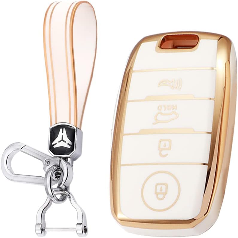 KUNIO Car Key Fob Cover Fit for Kia Sorento Sportage Optima Key Protective Cover Keychain TPU Key Holder 4 Buttons