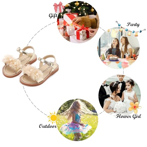 Image of Felix & Flora Toddler Girl Sandals - Little Girl Easter Dress Shoes Lightweight Open Toe Beach Holiday Flats