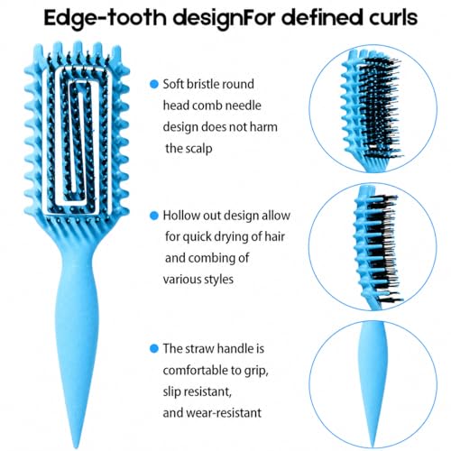 Image of Curly Hair Brush Candybrush Curl Defining Brush for Detangling Shaping and Defining Curls for Women, Men, Wet & Dry Hair (Sky Blue)