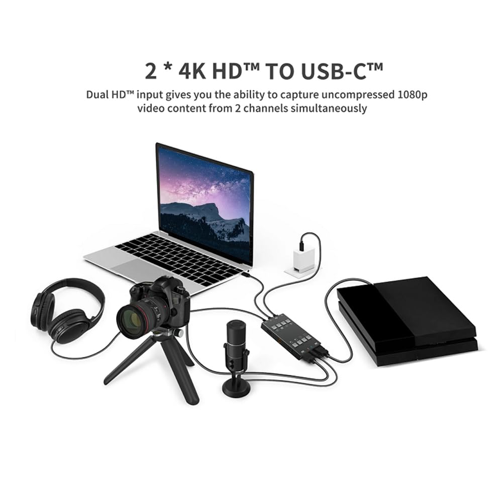 Mixaggio Audio Video Capture H2U Compatibile con Dual 4K -Compatibile Adatto per Console di Videogiochi in Streaming Live
